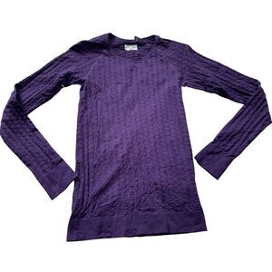 Athleta Momentum Seamless purple textured Long Sleeve Shirt Top sz M